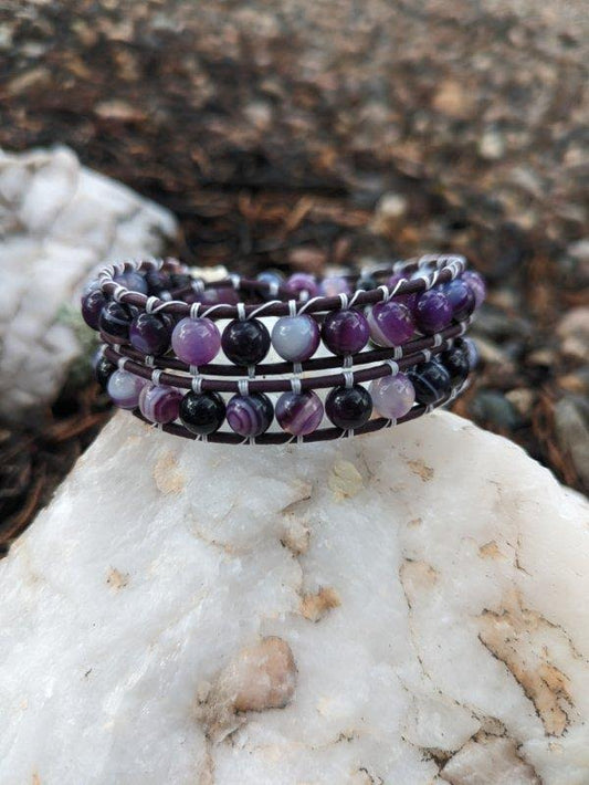 Dark Skies Bracelet (Purple Banded Agate) | BwithNature Designs