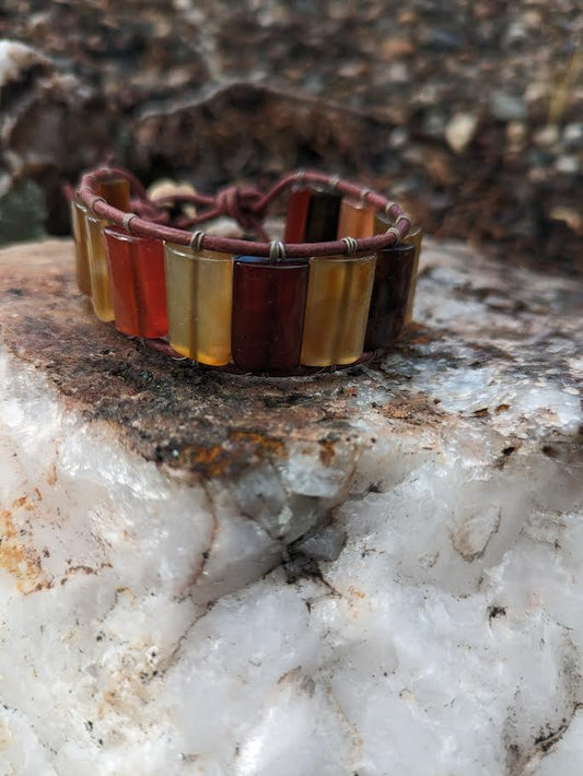 Petrified Forest Bracelet (Rectangle/ Carnelian) | BwithNature Designs