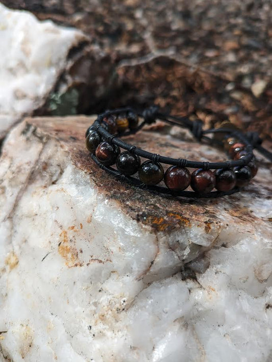 Dark Skies Bracelet (Round/ Rainbow Tiger's Eye) | BwithNature Designs