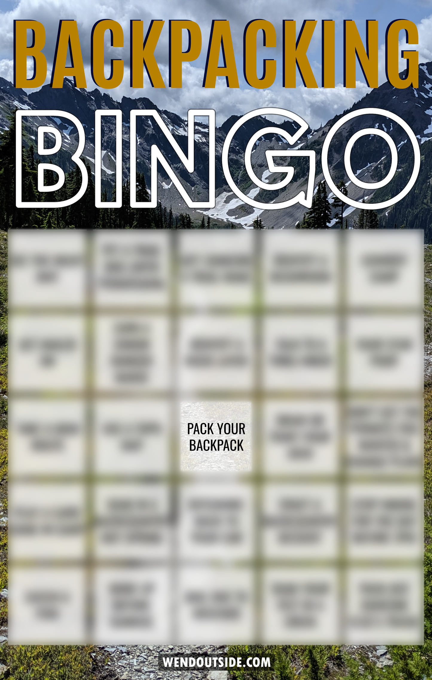 Backpacking BINGO Stickers