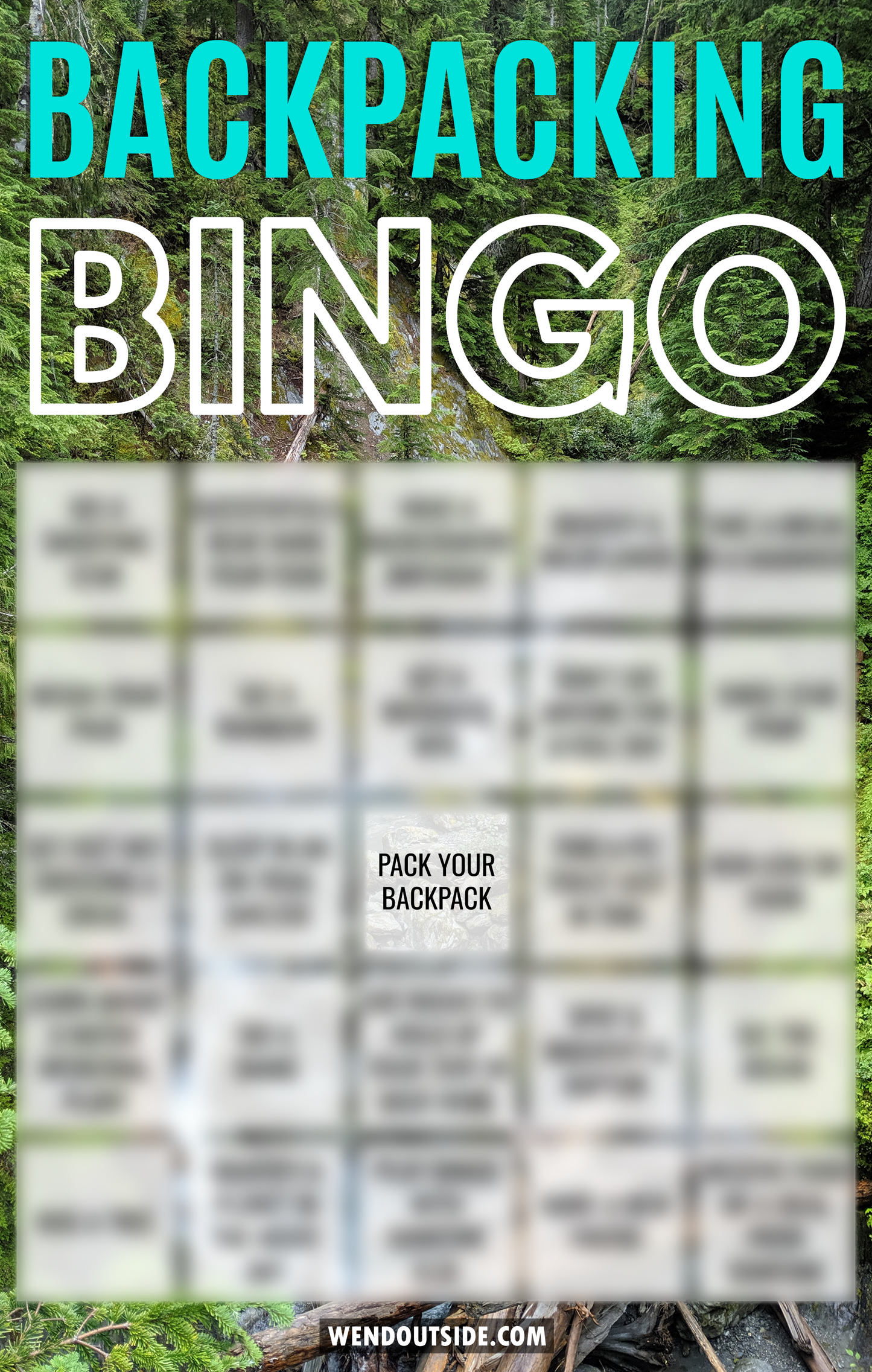 Backpacking BINGO Stickers